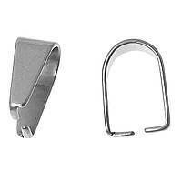 Зажим для підвіски, затискач Підвісний, Застібка для підвіски, Нержавіюча сталь, Сріблястий тон, 9 мм х 4 мм