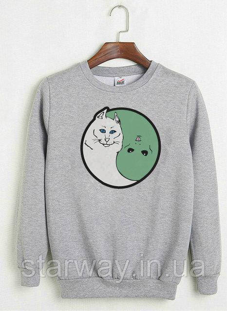 Сірий світшот ripndip | кофта cat alien logo