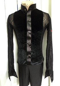Комбідрес чоловічий, сорочка чорна велюрова з гіпюром чоловіча для танців Латина
