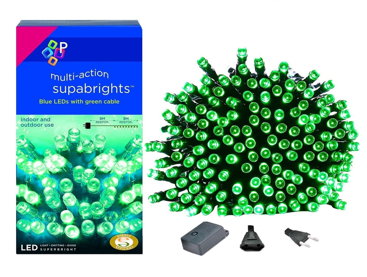 Новорічна гірлянда 300 LED, IP44, Довжина 24 М, Зелений світло