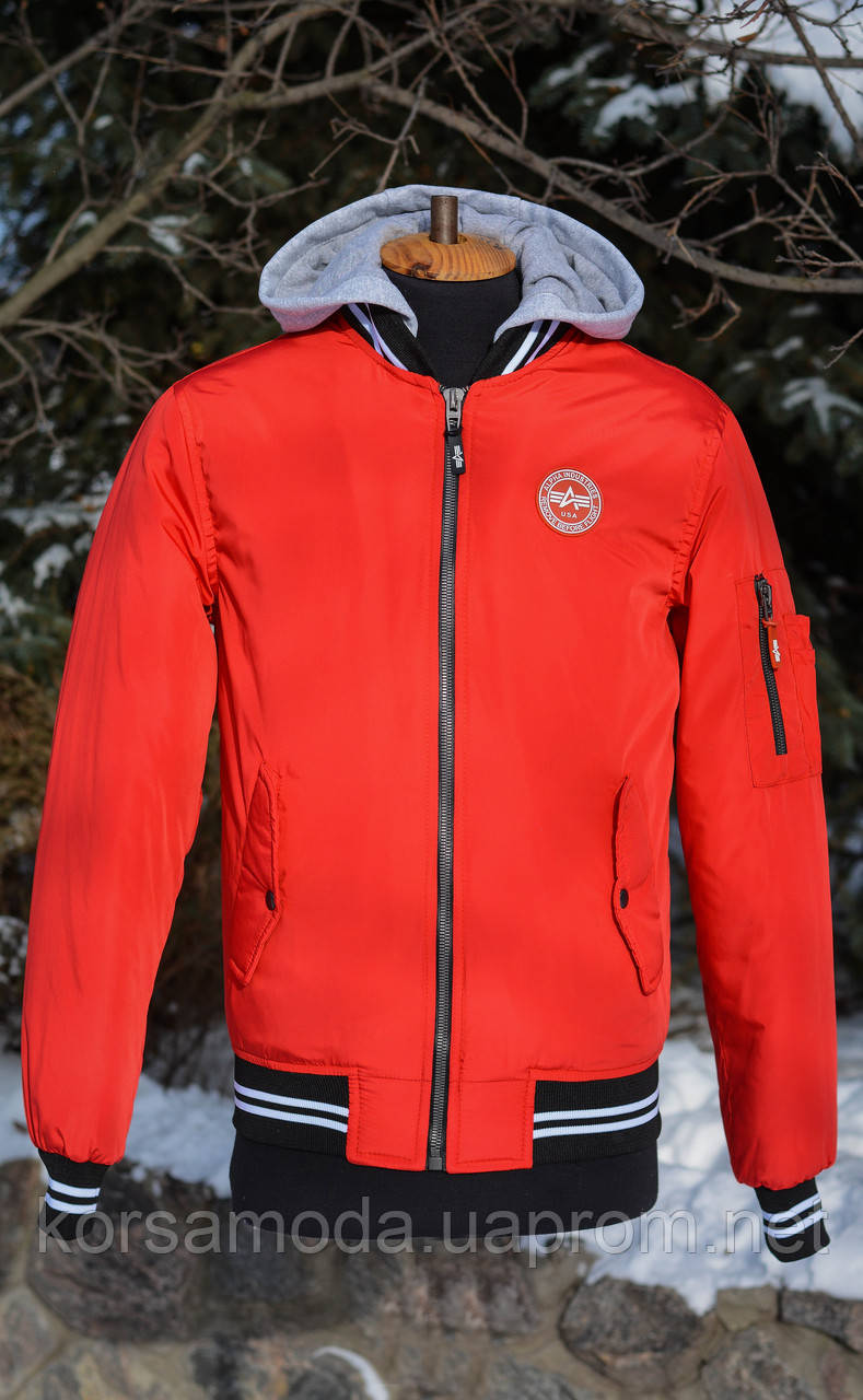 Новинка! Unisex jacket Red. Куртка-бомбер від виробника "Alpha". Топ Продаж! Replic-Design.