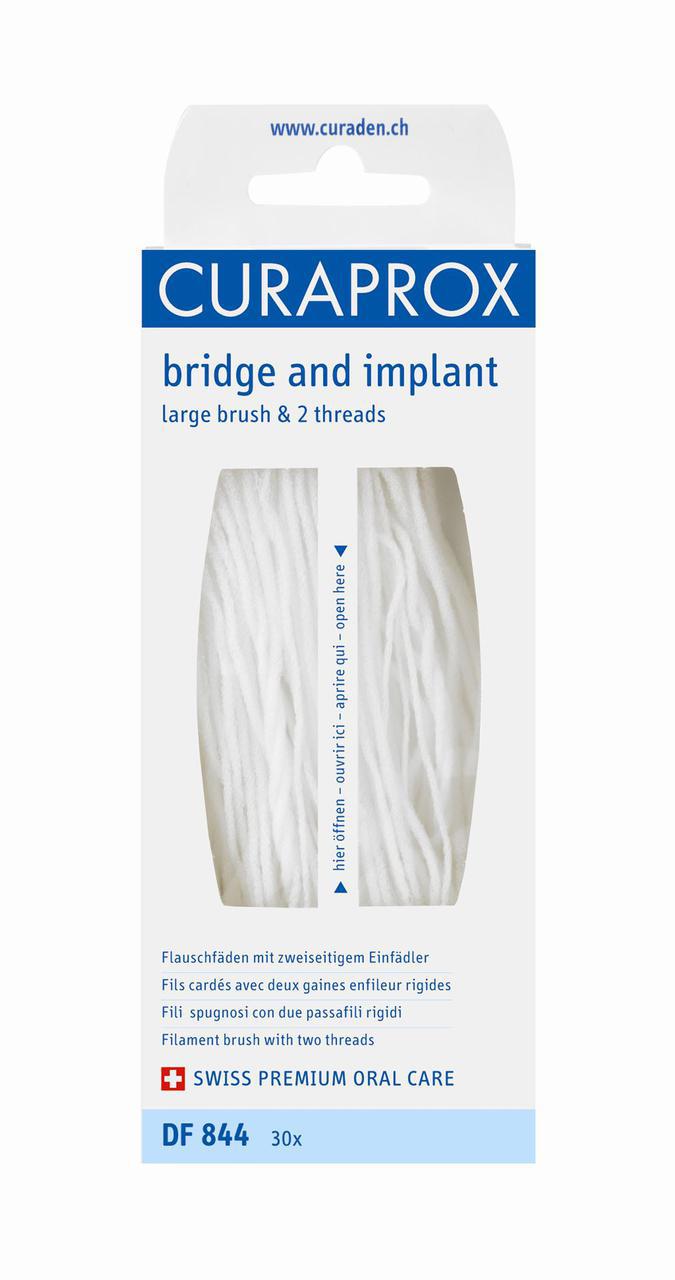 Нитка міжзубна нейлонова Curaprox DF 844, Bridge & Implant 25 см (30 шт.), фото 1