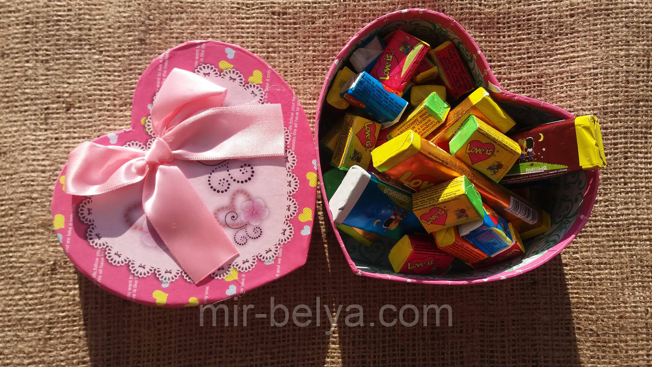 Жуйки Love is 5 смаків мікс жувальна гумка лові іс подарунковий набір 50 штук, фото 1