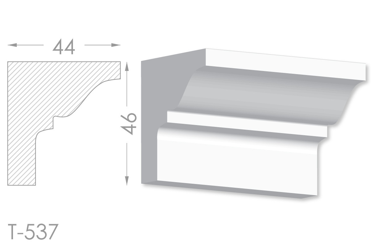 Карниз з гладким профілем, молдинг стельовий з гіпсу т-537, фото 1