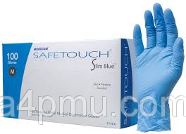 Рукавички одноразові SafeTouch Slim Blue Nitrile L (без пудри), фото 2