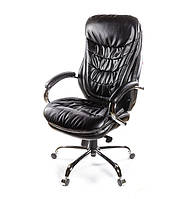 Мягкое кожаное кресло для руководителя с мягкими подлокотниками ВАЛЕНСИЯ SOFT CH MB черный