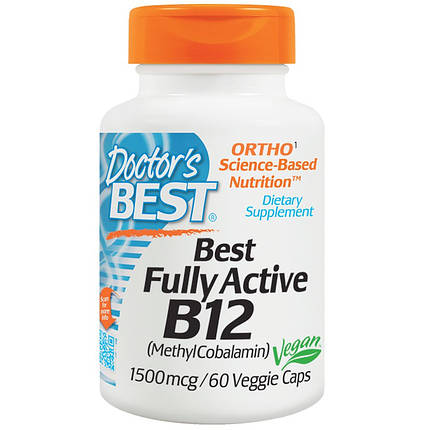 Best Fully Active B12 1500 mcg Doctor's Best 60 Caps, фото 1