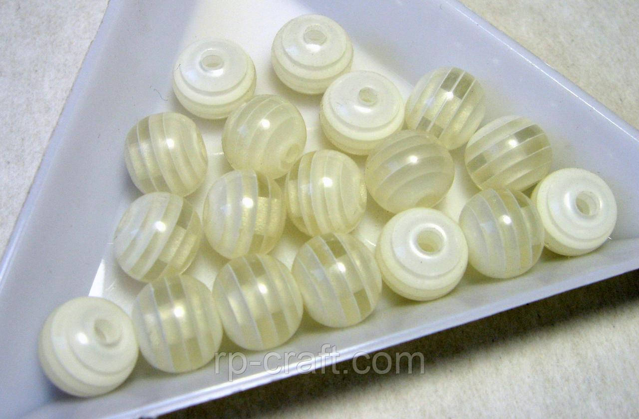 Бусина акрилова, смугаста куля, 8 мм, фото 1