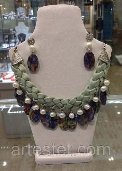 Дизайнерський набір із природним камінням перли галіотіс, фото 1