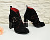 Черевики чорні жіночі замшеві на стійкому каблуці, фото 7