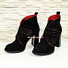 Черевики чорні жіночі замшеві на стійкому каблуці, фото 9