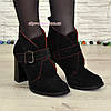 Черевики чорні жіночі замшеві на стійкому каблуці, фото 4