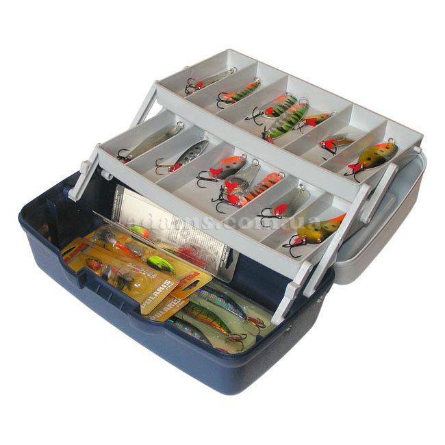 Контейнер, органайзер, ящик, коробка для риболовних снастей 2 полиці AQUATECH 1702Т ручка для транспортування