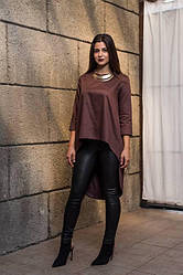 Плаття - туніка з хвостом коричневого кольору, дизайнерська модний одяг, Likey, Україна