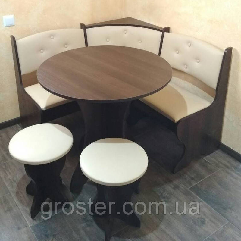 Купить Компактный кухонный уголок Боярин с круглым столом и табуретами ...