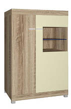 Вітрина сервант у вітальню з ДСП/МДФ Polo R дуб каньйон+крем глянець Blonski