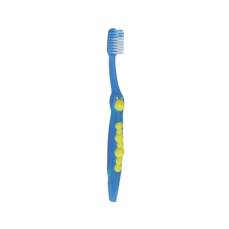 Дитяча зубна щітка "Гузениця", Pierrot Gusy toothbrush, від 2 до 8 років, м'яка (soft), синього кольору, Ref.96