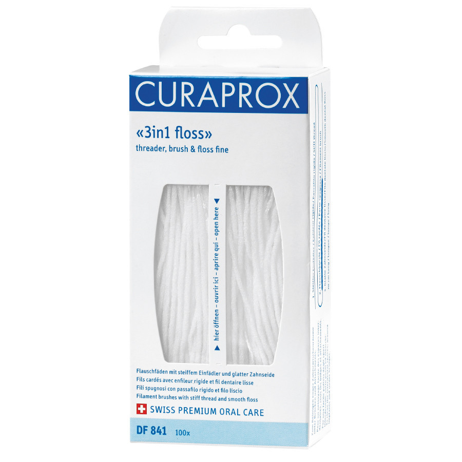 Зубна нейлонова нитка Curaprox DF 841, 3 в 1 SUPER 7 0см (100шт)