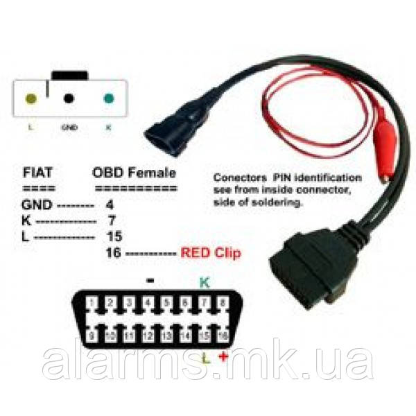 Перехідник з OBD2 16pin на FIAT 3PIN