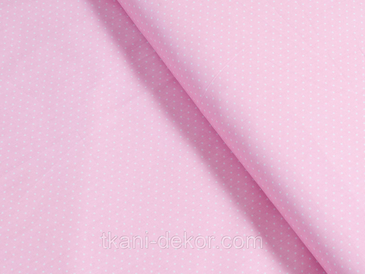 Сатин (бавовняна тканина) точки на рожевому (0,5*160), фото 1