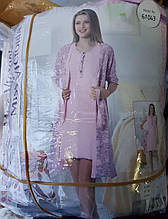 Жіночий комплект халат з нічною сорочкою №61043