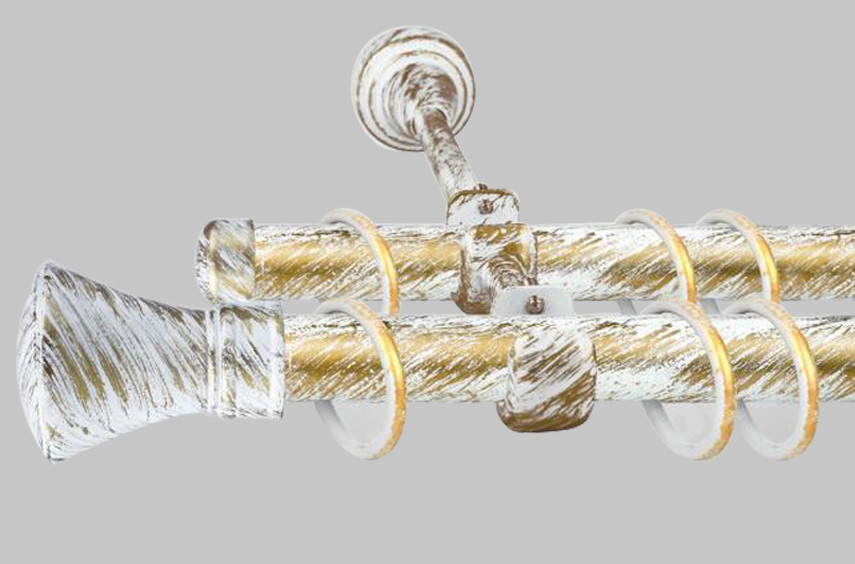 Карниз для штор дворядний металевий 25 мм, Люксор Біле Золото
