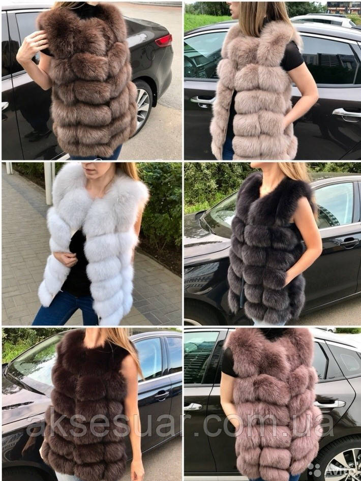 Жилеточки песцеві,безрукавки з песця. Жилет песець, довжина 70 см, фото 1