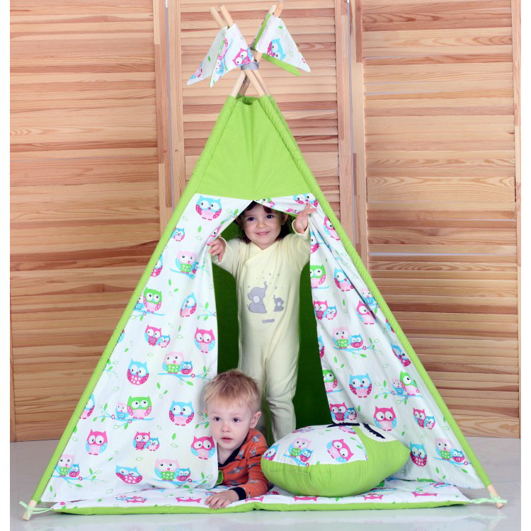 Вігвам Салатові Сови, дитячий ігровий намет, фото 1