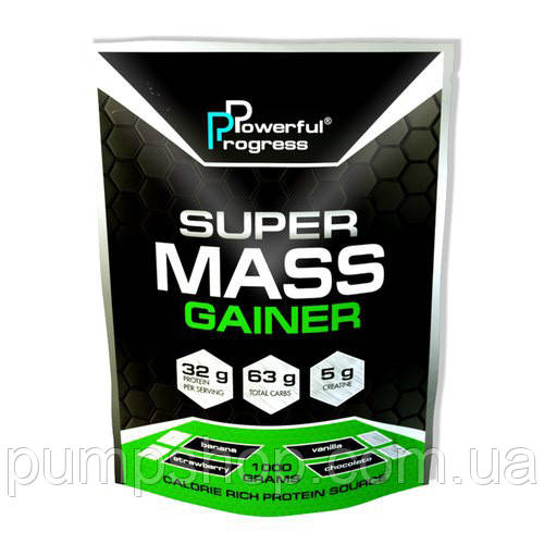 Гейнер Powerful Progress Super Mass Gainer 1000 г (32% білка) ( смак шоколад )