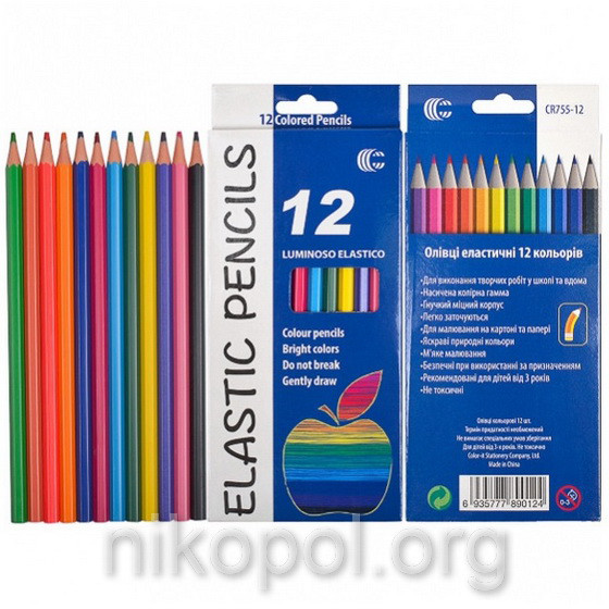 Набір кольорових олівців Luminoso Elastico "З", 12 кольорів