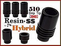 № 78 Drip Tip 510 Combo Black. Дрип тип комбинированный + радиатор. Resin + SS.