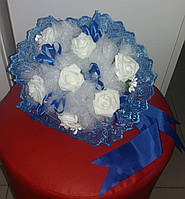 Весільний букет-дублер нареченої "Мережива" Біло-синій