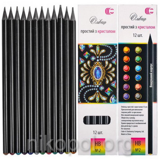 Олівець простий "Brilliant" 'C' "HB", твердо-м'який з кольоровим каменем, фото 1