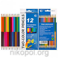 Набір кольорових олівців "Two-color" "З", 24 кольори