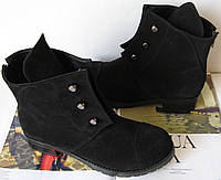 Замша болти! жіночі зимові черевики в стилі Hermes чорного кольору Гермес взуття кежл