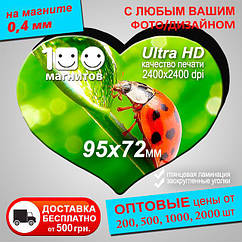 Весільні магніти "Серце". Розмір 95х72 мм