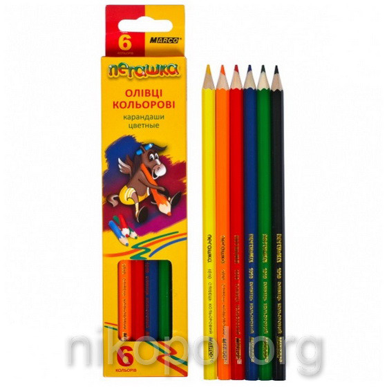 Набір кольорових олівців MARCO Пегашка 1010-6CB, 6 кольорів