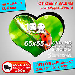 Магніти на весілля "Серце". Розмір 65х55 мм