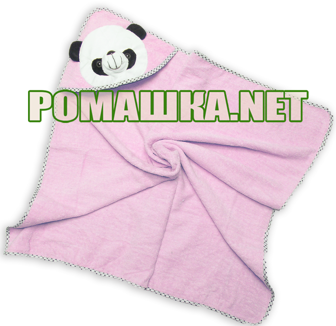 Дитячий махровий куточок-рушник для новонароджених після купання, 85х85 см, 100% бавовна 3202 2 Рожевий