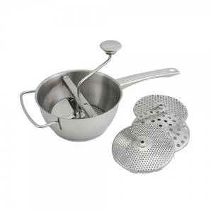Сито для протирання овочів, ягід і фруктів Ø20 см із 3 насадками — неіржавка сталь