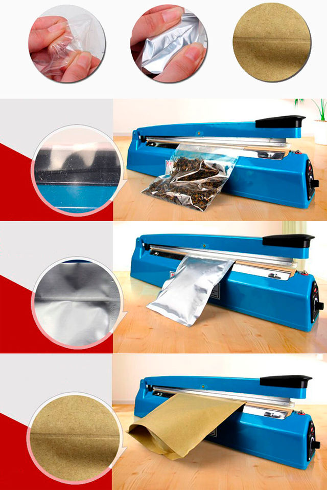 Настольный ручной импульсный запайщик пакетов FS-200 Настольный ручной импульсный запайщик пакетов FS-200