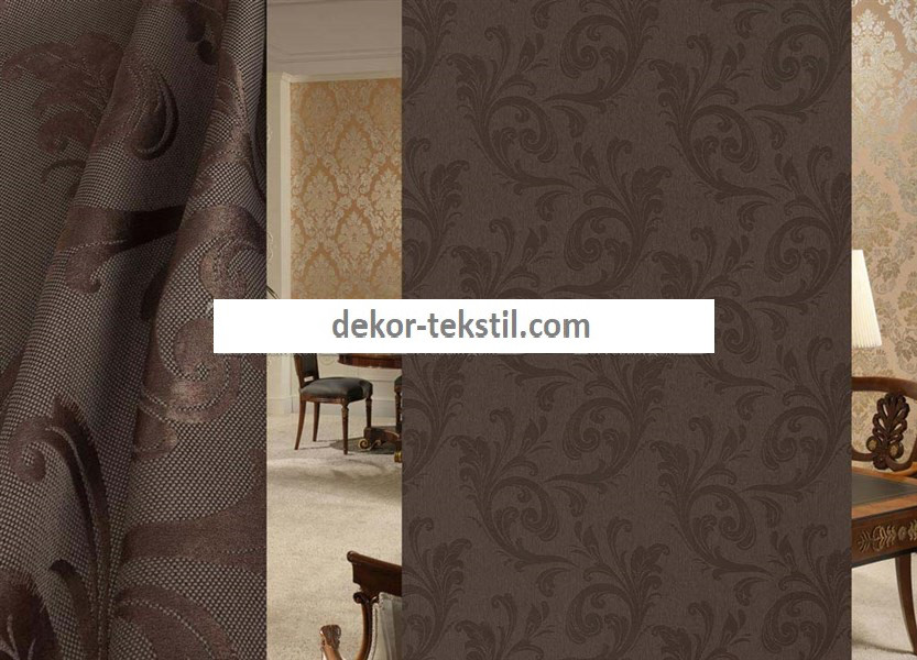 Готові Штори Анабель, Дімаут-рогожа (Шоколад)-2 штори