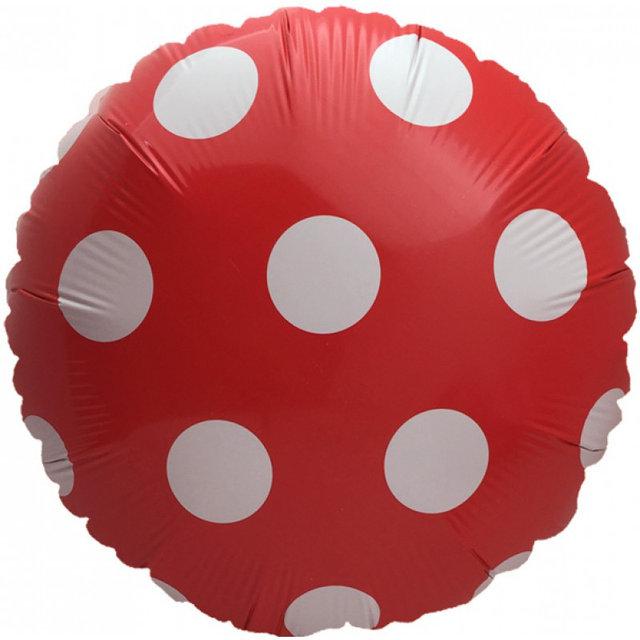 Куля фольгована "Червона в білий горох" діаметр 45 см.