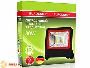 Прожектор світлодіодний чорний із радіатором NEW EUROELECTRIC LED SMD 30 W 6500 K, фото 2