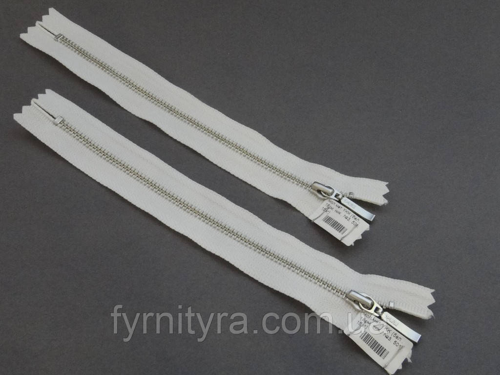 Блискавка метал YKK 18cm 501 білий 1 бігунок No3 нікель