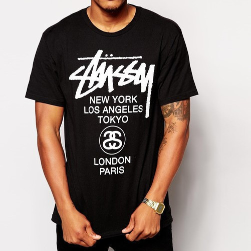 Футболка Stussy | Бірки | Чоловіча чорна | Всі розміри XS