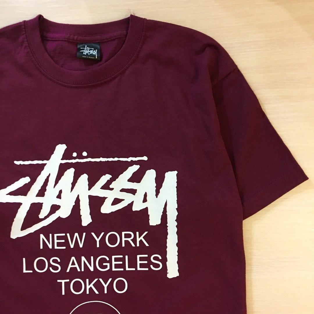 Футболка Stussy бордова | Бірки | Реальні фотки XS