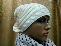 Модная женская шапка Адель( Adel) TM Loman, шапка на флисе, белый цвет, размер 56-58