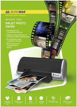 Фотопапір А4 20арк 230г/м2 BUROMAX мат 2225-6020