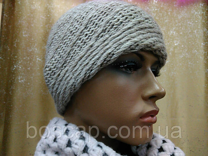 Женская вязанная шапка Глам(Glam), TM LOMAN, серый цвет, размер 56-58 - фото 3 - id-p21919438